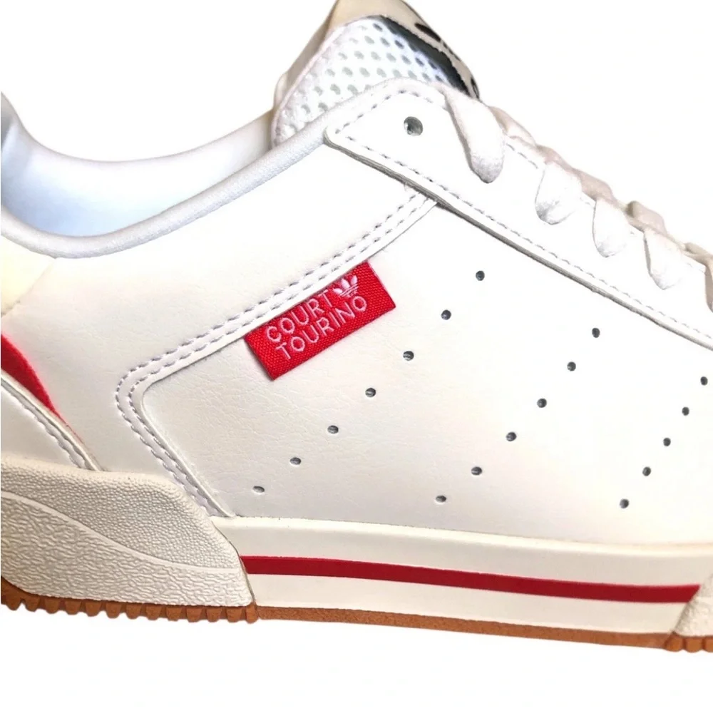 ADIDAS Men’s Originals Court Tourino White Sneakers w/ Red Accent Low-Top Sz 5.5